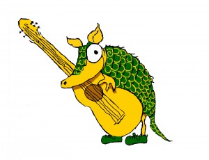 The original snout, Karmadillo mascot, as drawn by Miss Roberts.