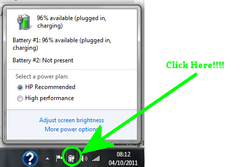 Windows 7 laptop power options