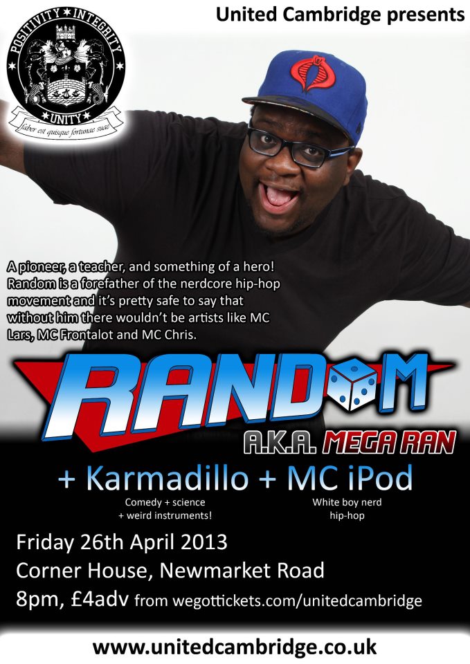 flyer for Random, Karmadillo and MC iPod